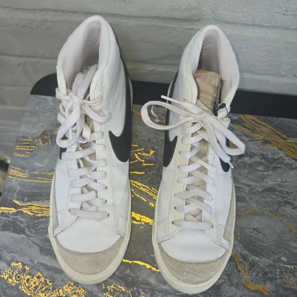 Nike Blazer Mid 77 Vintage White Black Sneakers BQ6806-100 Men US 9 EU 42.5